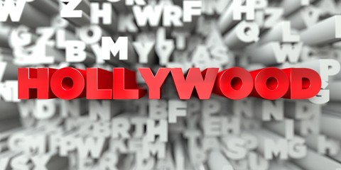 HOLLYWOOD -  Red text on typography background - 3D rendered royalty free stock image. This image can be used for an online website banner ad or a print postcard.