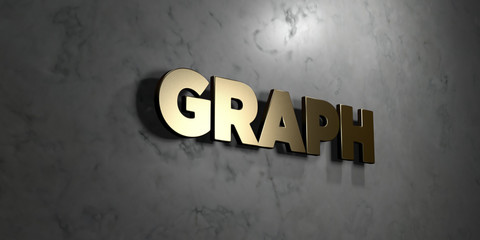 Graph - Gold sign mounted on glossy marble wall  - 3D rendered royalty free stock illustration. This image can be used for an online website banner ad or a print postcard.