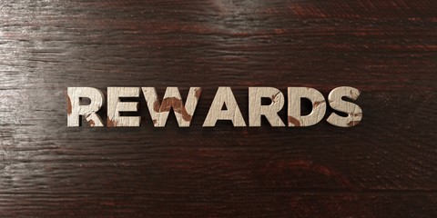 Rewards - grungy wooden headline on Maple  - 3D rendered royalty free stock image. This image can be used for an online website banner ad or a print postcard.