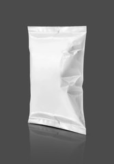 blank packaging snack pouch isolated on gray background