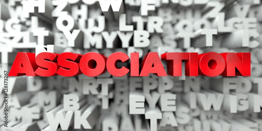 Fototapete association - red text on typography background - 3d rendered royalty free stock image. this image c