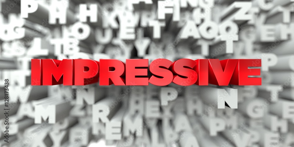 Fototapete impressive - red text on typography background - 3d rendered royalty free stock image. this image ca