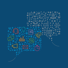 Business meeting symbol isolated on the dark blue background.