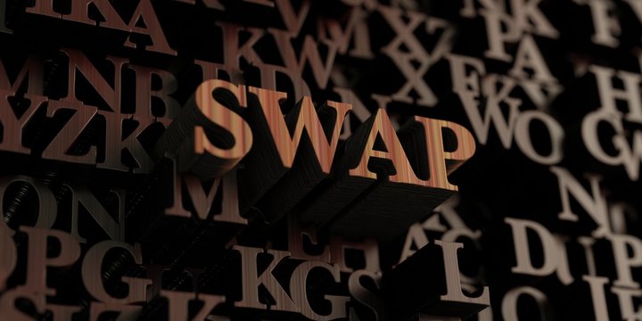 Swap - Wooden 3D rendered letters/message.  Can be used for an online banner ad or a print postcard.