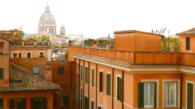 Panoramic view on the rooftops of Rome, Italy.
