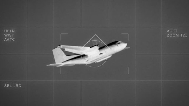 animation compositing of tracking an airplane with thermal imaging equipment