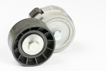 Car belt tensioner roller isolated over white