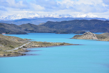 Landscape of mountain and lake in Patagonia Chile