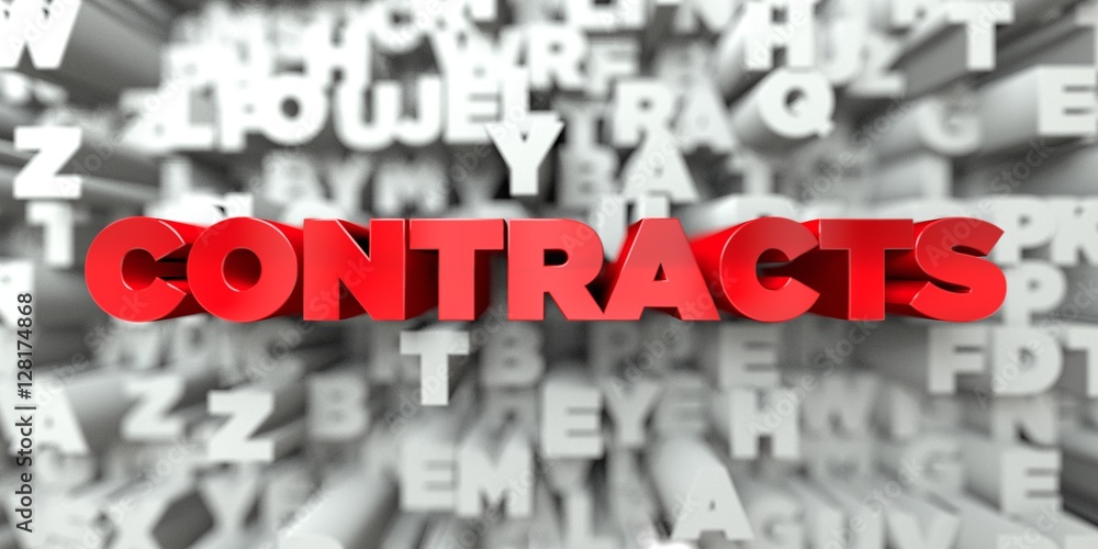 Fototapete contracts - red text on typography background - 3d rendered royalty free stock image. this image can