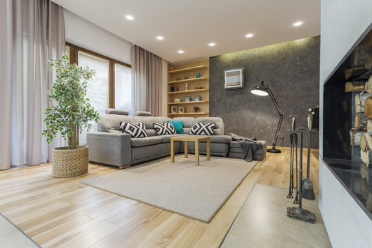 Cosy Lounge Room In Shades Of Beige