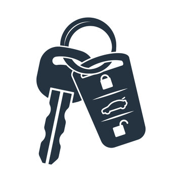 car lock key isolated icon on white background, auto service, re