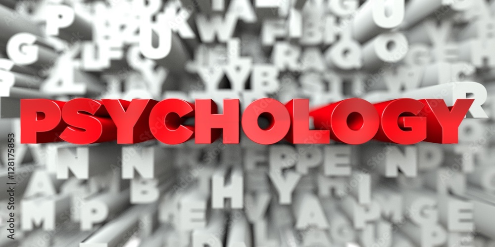 Fototapete psychology - red text on typography background - 3d rendered royalty free stock image. this image ca
