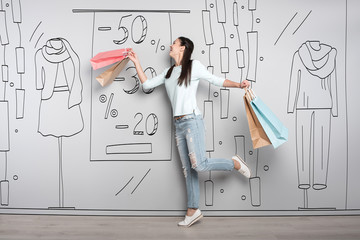 Overjoyed woman smiling after shopping
