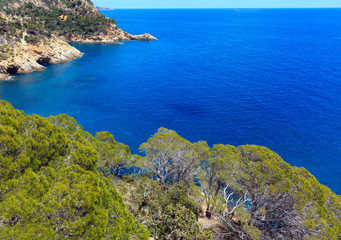 Fototapeta na wymiar Summer sea rocky coast view (Spain).