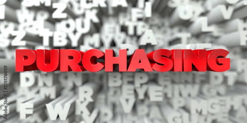Fototapete purchasing - red text on typography background - 3d rendered royalty free stock image. this image ca