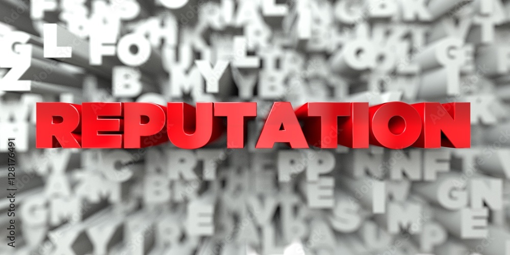 Fototapete reputation - red text on typography background - 3d rendered royalty free stock image. this image ca