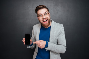 Happy hipster with phone