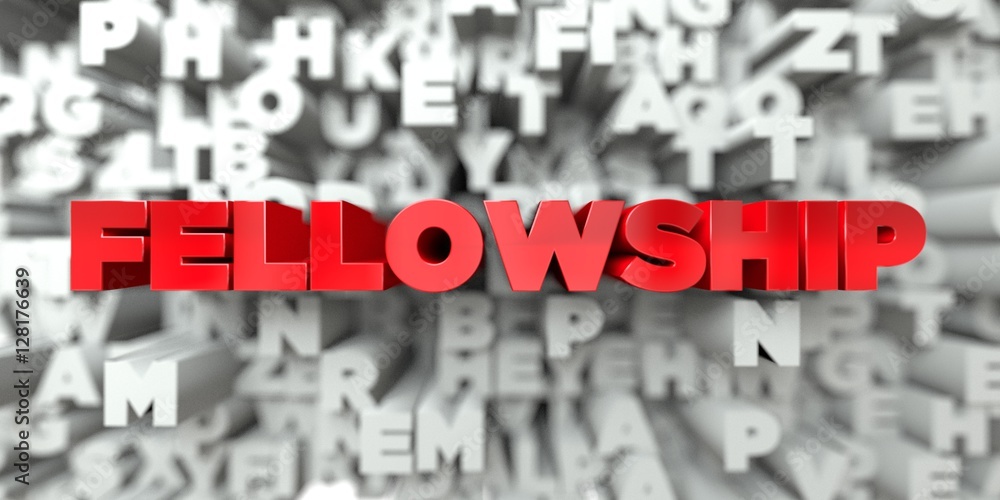 Fototapete fellowship - red text on typography background - 3d rendered royalty free stock image. this image ca