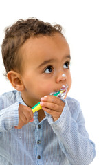 African child brushing teeth