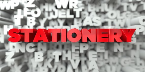 STATIONERY -  Red text on typography background - 3D rendered royalty free stock image. This image can be used for an online website banner ad or a print postcard.