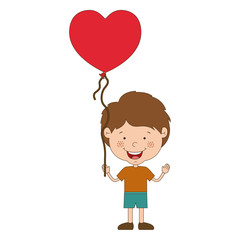 Boy cartoon with heart balloon icon. Kid childhood little people and person theme. Isolated design. Vector illustration