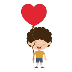 Boy cartoon with heart balloon icon. Kid childhood little people and person theme. Isolated design. Vector illustration