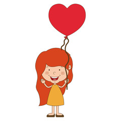 Girl cartoon with heart balloon icon. Kid childhood little people and person theme. Isolated design. Vector illustration