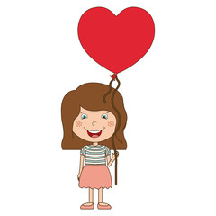 Girl cartoon with heart balloon icon. Kid childhood little people and person theme. Isolated design. Vector illustration