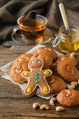 Christmas Holiday Background.Gingerbread Man