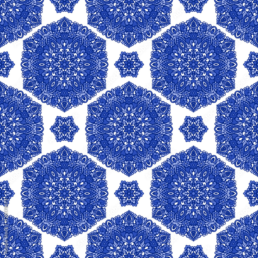 Poster seamless background with abstract ethnic pattern.