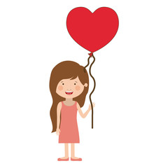 Girl cartoon with heart balloon icon. Kid childhood little people and person theme. Isolated design. Vector illustration