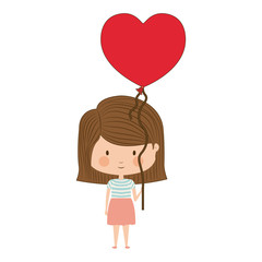 Girl cartoon with heart balloon icon. Kid childhood little people and person theme. Isolated design. Vector illustration