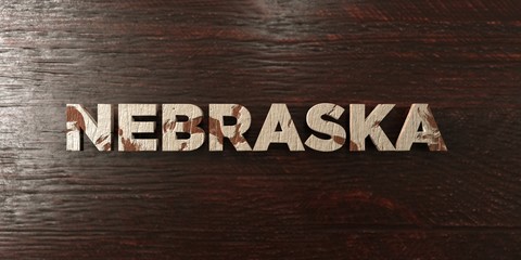 Naklejka premium Nebraska - grungy wooden headline on Maple - 3D rendered royalty free stock image. This image can be used for an online website banner ad or a print postcard.