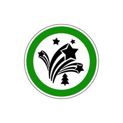 YES Fireworks! Vector. The icon with a green sign on a white background. For any use. Illustration.