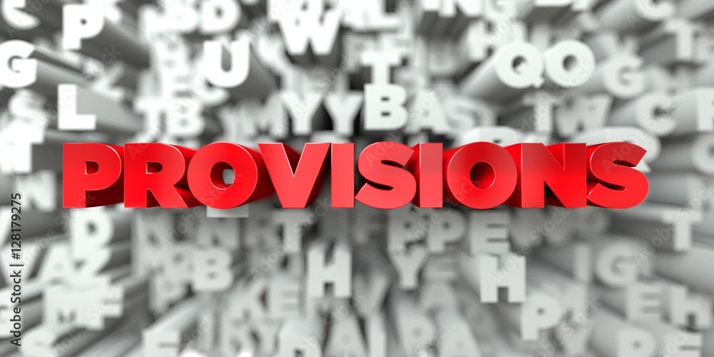 Fototapete provisions - red text on typography background - 3d rendered royalty free stock image. this image ca