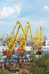 Naklejka premium Port cargo crane and metal