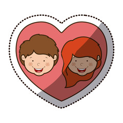 Boy and girl cartoon inside heart icon. Kid childhood little people and person theme. Isolated design. Vector illustration