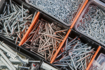 Screws and nails in a box