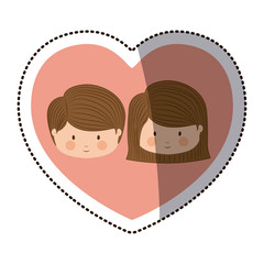 Boy and girl cartoon inside heart icon. Kid childhood little people and person theme. Isolated design. Vector illustration