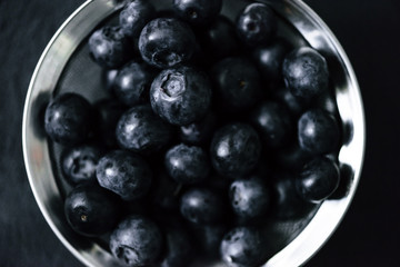 Fresh ripe pile of blueberries macro close up