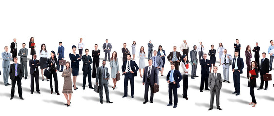 Large group of people full length isolated on white