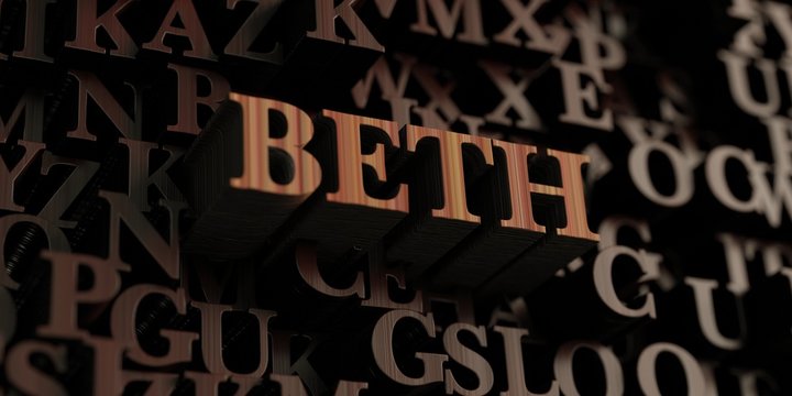 Beth - Wooden 3D rendered letters/message.  Can be used for an online banner ad or a print postcard.