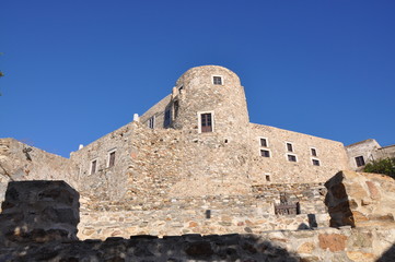 Stony fort venetian castle Kastro chora in Naxos island.