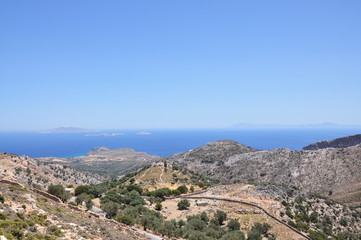 Fototapeta na wymiar Typical landscape of Naxos island panorama view.