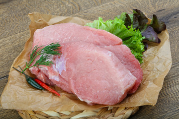 Raw pork steak