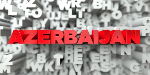 AZERBAIJAN -  Red text on typography background - 3D rendered royalty free stock image. This image can be used for an online website banner ad or a print postcard.