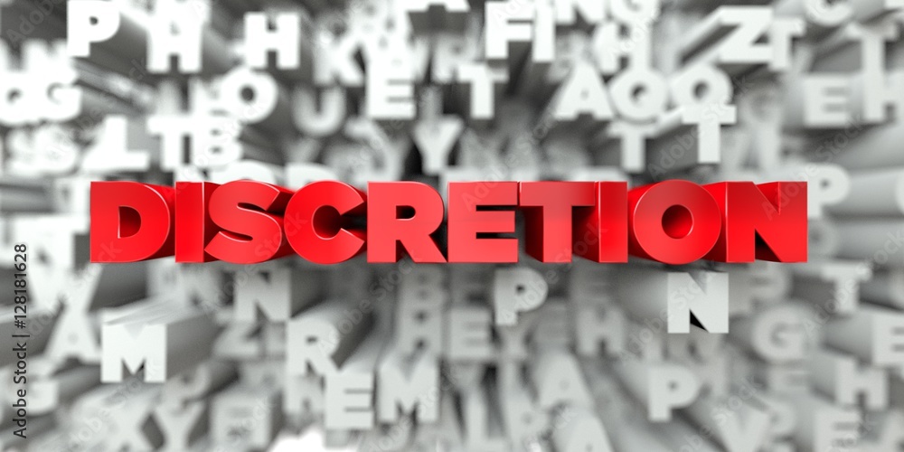 Fototapete discretion - red text on typography background - 3d rendered royalty free stock image. this image ca