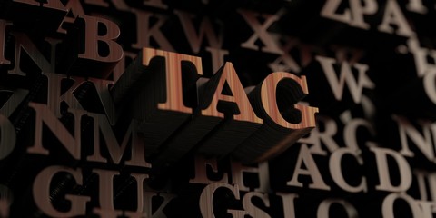 Tag - Wooden 3D rendered letters/message.  Can be used for an online banner ad or a print postcard.