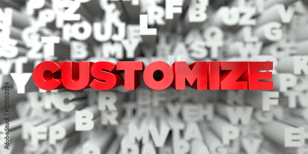 Fototapete customize - red text on typography background - 3d rendered royalty free stock image. this image can