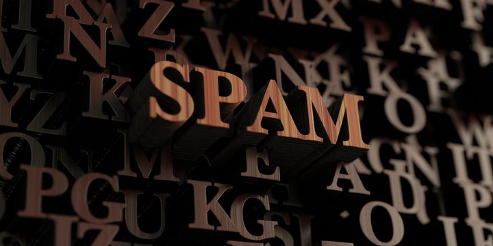 Spam - Wooden 3D rendered letters/message.  Can be used for an online banner ad or a print postcard.